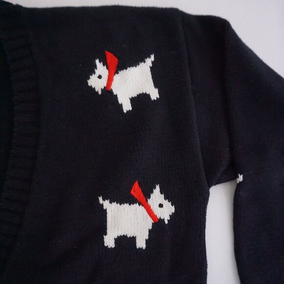 Vintage EP Pro Black Cotton Knit Scottie Dog Puppy Animal Print Cardigan S - Picture 6 of 10